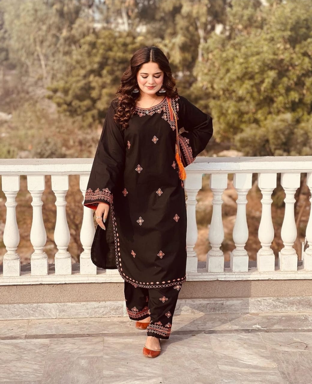 mirror embraided balochi (Stitched 2 Pcs)