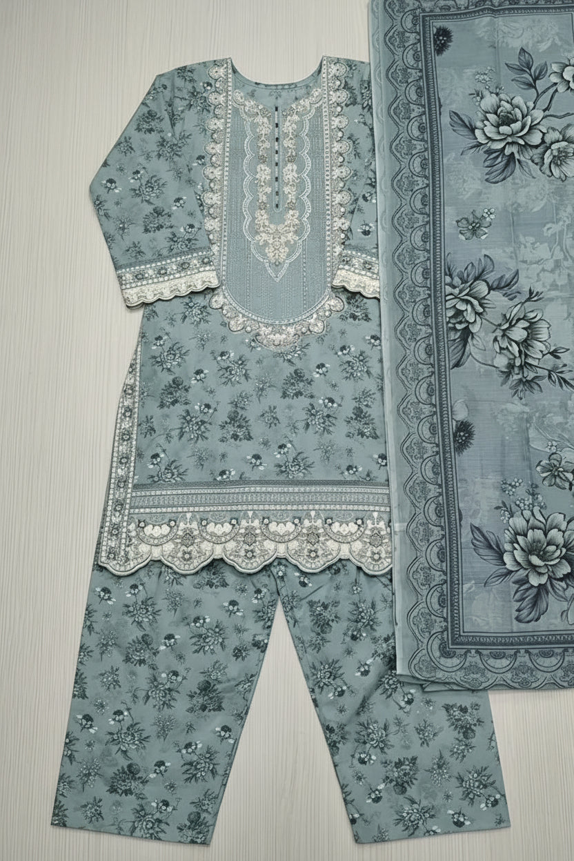 Zora Emb 3pc with Farshi Shalwar