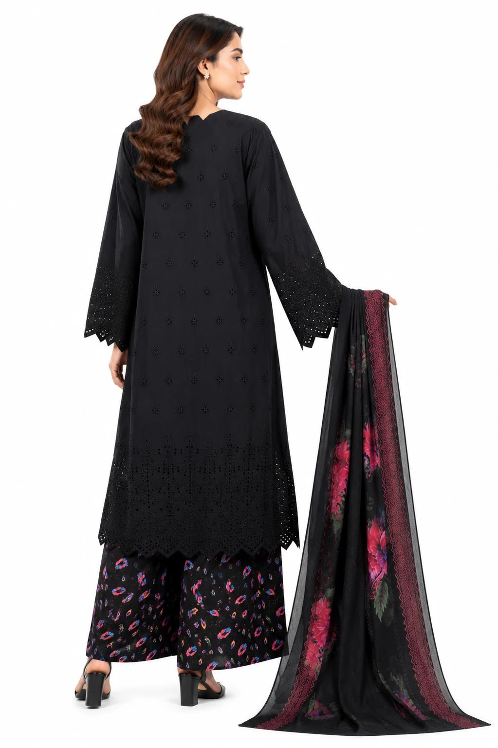 Midnight Black Swiss Lawn Embroidered 3 Piece - ZORA
