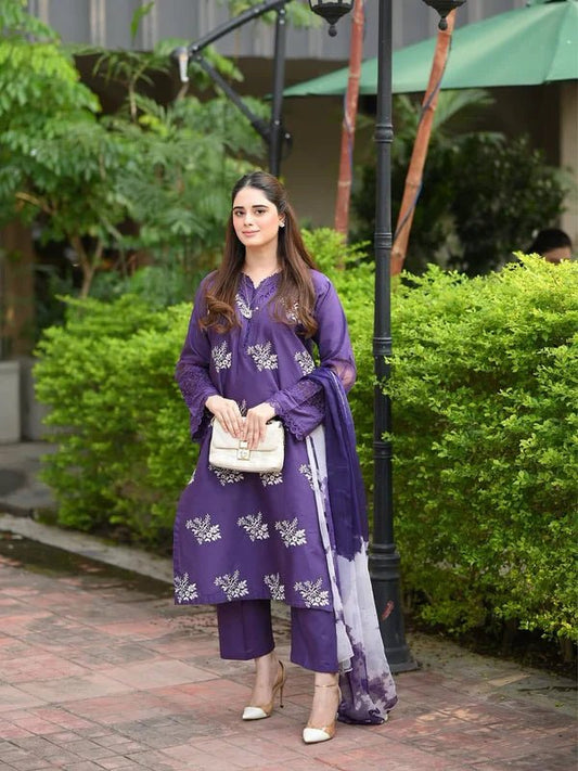 Horiya Dark Purple 3pc - ZORA